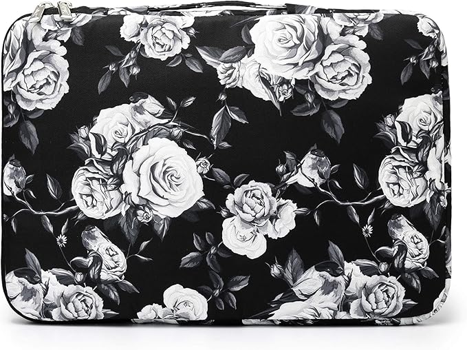 Kinmac 360° Protective Water Resistant Laptop Sleeve case Bag with Handle for MacBook Pro 14 inch,13.5 inch-13.9 inch and 14 inch Laptop(White Rose)