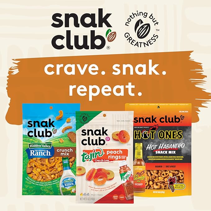 Snak Club Peanut Butter Chocolate Trail Mix with Peanuts, Peanut Butter M&M’S, Toffee Peanuts, and Pretzels, 11 oz Resealable Bag