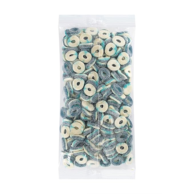 Kervan Candy Bebeto Blue Raspberry Rings - Fruity, Soft, Sweet & Sour Gummy Candy Bulk for Kids, Gift Snacks and Parties - Blue Raspberry Gummies Party Size Bag (5 lbs)