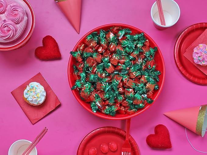 Dooboe Christmas Strawberry Hard Candy - 6 Pounds - Holiday Strawberry Filled Bon Bons Bulk - Individually Wrapped Candy for Office