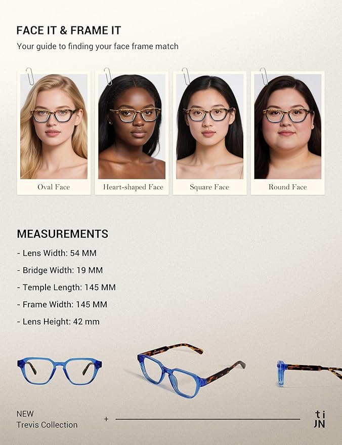 TIJN Blue Light Blocking Glasses for Women Men TR90 Rectangle Frame and Chic Preppy Style Computer Screen Glasses