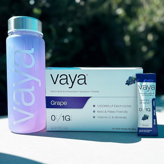 Vaya - Sugar Free Electrolyte Powder Packets – Give Your Body Instant Hydration - with Fasting Electrolytes (30 Pack, Grape)
