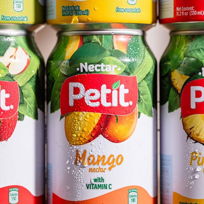 Petit Mango Nectar, 330 ml Cans (Pack of 24) โ Sweet Tropical Fruit Juice Beverage