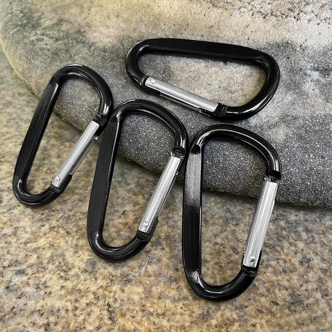 3" Aluminum Carabiner Clips, 12PCS D Ring Shape Keychain Carabiners Hook Buckle