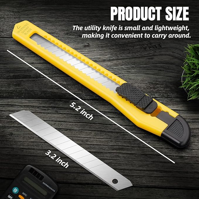 10 Pack Box Cutter Retractable, 9MM Snap-Off Blade Utility Knife, Razor Knife with Self-Lock Design, Box Cutter Knife Exacto Knife for Cutting Boxes, Carton, Cardboard, Disposal Box Opener