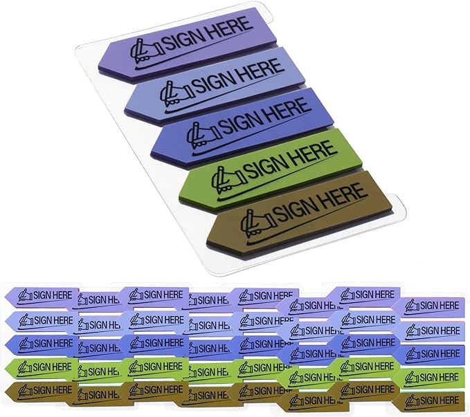 800 Sheets Sign Here Index Marker, Assorted Colors Sign Here Tabs Sign Post Here Index, Flags Vital Signs Sticky Notes for documents notebooks Contracts, Books,Files or Notary Supplies