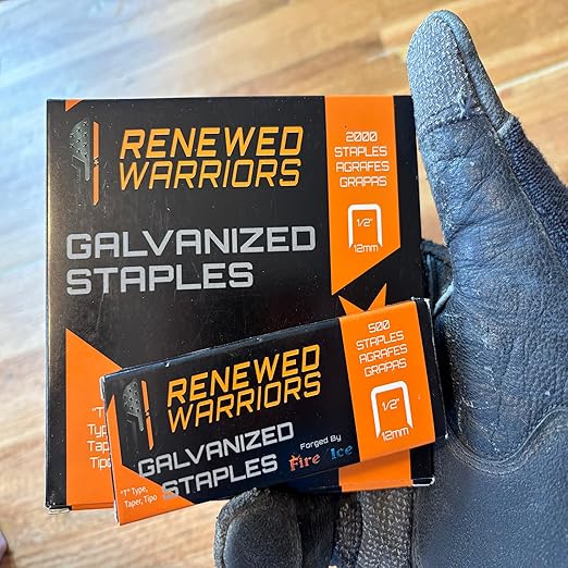 T50 Galvanized Staples - Heavy Duty 3/8" Crown, 1/2" Inch Leg Length - Fits All T50 Staple Guns - Forged in Fire & Ice, Rust Resistant - 2000 Count Pack