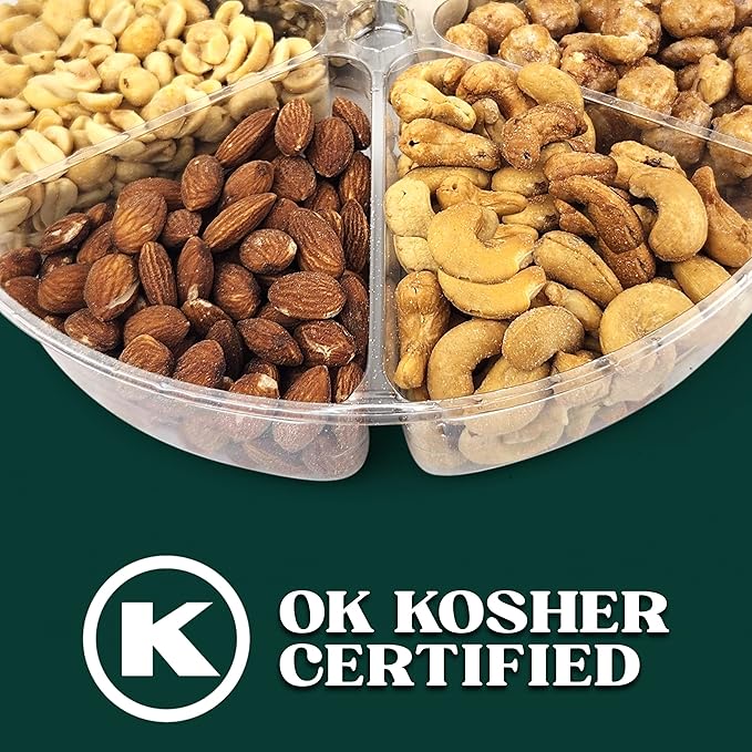 Nuts gift Basket Platter With a Variety of Freshly Roasted Nuts - Beautifully Packaged Gift for Birthday, Sympathy Basket. (6 Sectional Ultimate)