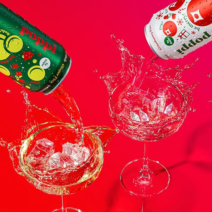 Poppi Sparkling Prebiotic Soda Beverage with Apple Cider Vinegar, Seltzer Water and Fruit Juice, Naughty or Nice Variety Pack, 12 Fl Oz, Pack of 12, Packaging May Vary