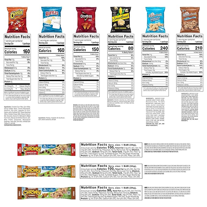 Frito-Lay Lunch Box Mix, Chips, Cookies and Quaker Chewy Bars Variety Pack, (Pack of 40)