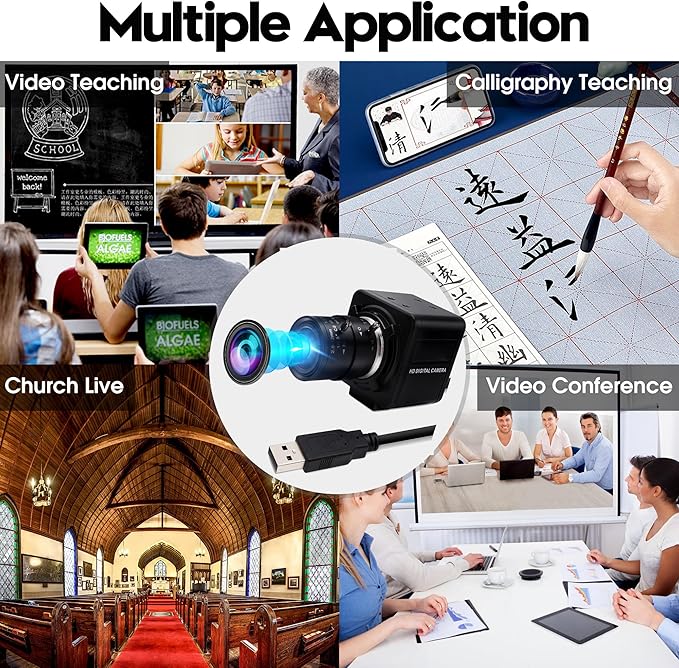 USB Camera 1080P High Speed 260fps 5-50mm 10X Optical Zoom Lens 2MP USB Webcam Manual Close up Zoom in and Out,UVC Computer Comference Golf Swing Camera for Raspberry Pi Windows Mac