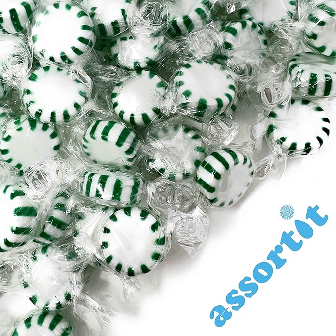 Holiday Spearmint Starlights Hard Candy Mints - 3 lbs - Spearmint Flavored Old School Disks Classic Hard Candies - American Vintage Candy Bulk Assortment - Individually Wrapped, 48 oz.
