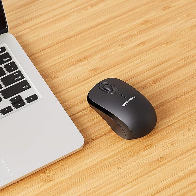Amazon Basics 2.4 Ghz Wireless Optical Computer Mouse with USB Nano Receiver, Black, 30 Pack