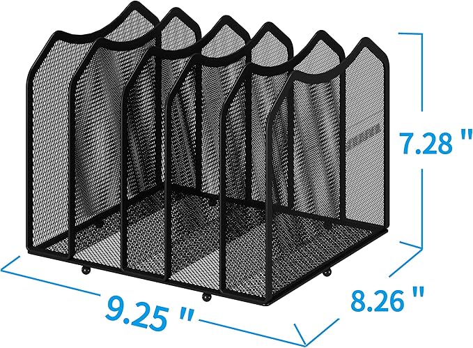 Simple Trending 2 Pack Mesh Desktop File Sorter Organizer, 5-Section Vertical File Folder Stand Bookshelf for Desk Home Office, Black