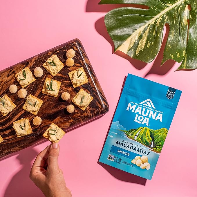 Mauna Loa Unsalted Roasted Macadamia Nuts, 7 oz Resealable Bag, Keto Friendly, Gluten Free, Premium Hawaiian Healthy Snack