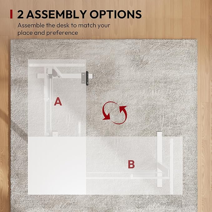 SANODESK Electric Corner L-Shaped 71 x 63 in Standing Desk, Memory Height Adjustment, White Top White Frame