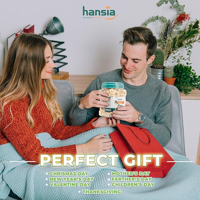 Hansia Roasted Cashew VEGAN, Dry Roasted Unsalted Superfood, Fresh, Healthy, Low Sodium Snacks, Rich of Protein & Natural Fiber, Protein, Vitamin and Iron |Gift Giving (Roasted Cashew, 2.2 Pounds (Pack of 1))