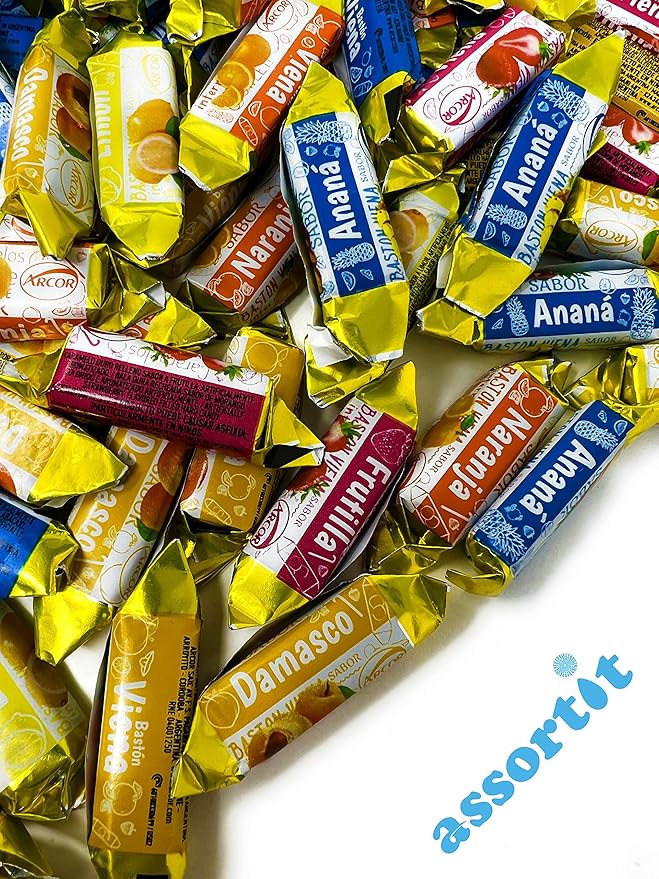 Holiday Fruity Hard Candy Filled With Real Fruit Pulp - 1 lbs - Peach, Strawberry, Pineapple, Orange and Lemon Flavored Bon Bons Filled with Real Fruit Pulp - American Vintage Candy Snack Assortment - Individually Wrapped, 16 oz.