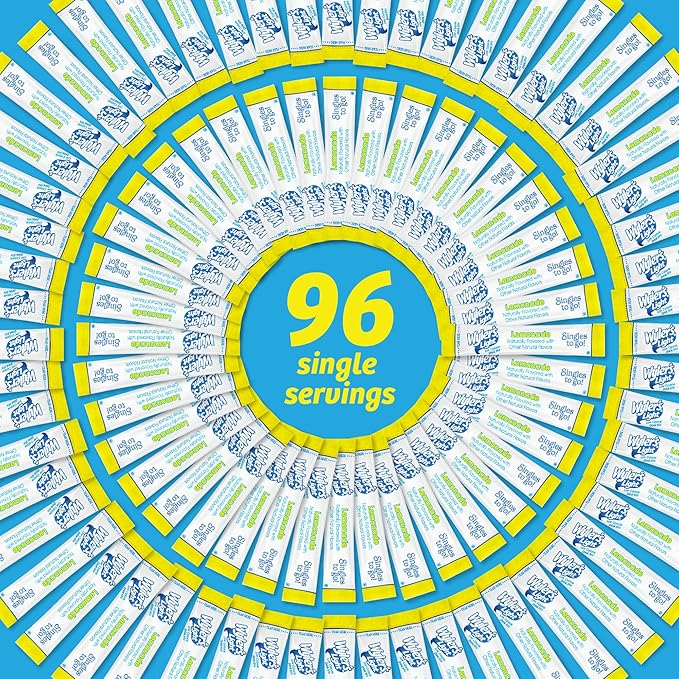 Wyler's Light Singles To Go Powder Packets, Water Drink Mix, Lemonade, 16 Count, 6 Boxes (96 Single Servings)