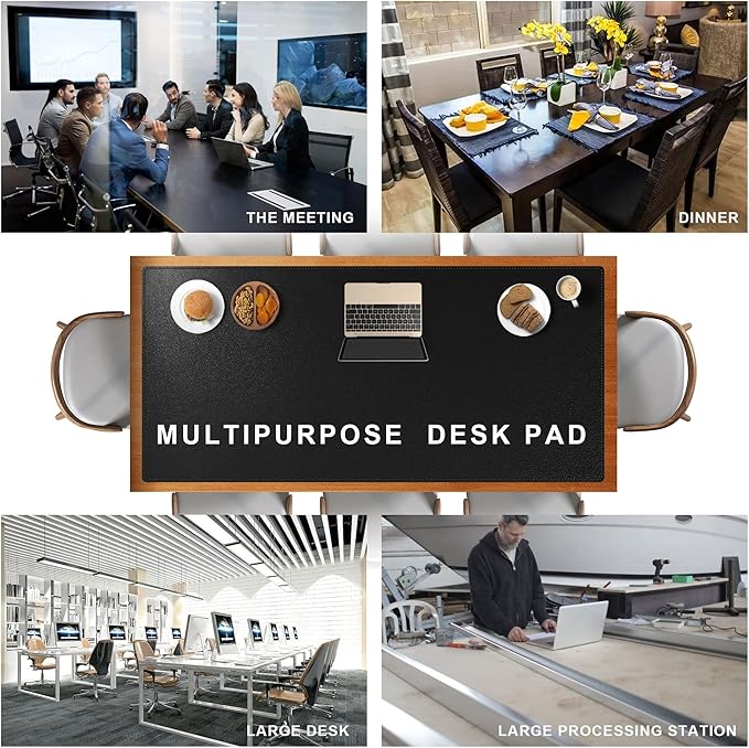 Cacoy 74.8" x 35.4" Leather Desk Mat, Office Conference Table Mat, Huge Gaming Mousepad, Waterproof Meeting Table Desk Pad for Office Conference Room and Home, Black | Desk Pads Blotters - TrueDesk