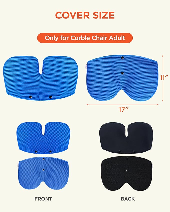 curble Grand Cover, Detachable Cover for Adult Chair, Ergonomic Chair Back Support and Lumbar Support (Blue) | Back Seat Cushions - TrueDesk
