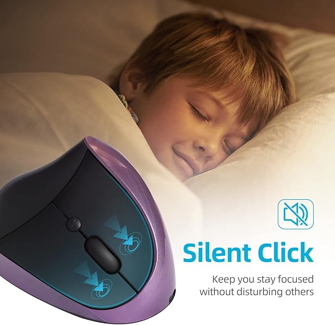 Ergonomic Mouse Wireless,Vertical Mouse with Silent Click Right Handed Small Mouses with 6 Buttons 1000/1200/1600 for Laptop,Desktop,PC, MacBook(Purple AA) | Mice - TrueDesk