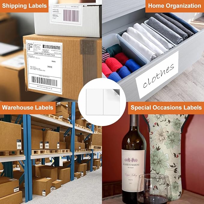 Half Sheet Laser/Ink Jet Shipping Labels UPS FedEx Address Labels (4000 Sheets, 8000 Labels) | Laser Inkjet Printer Labels - TrueDesk
