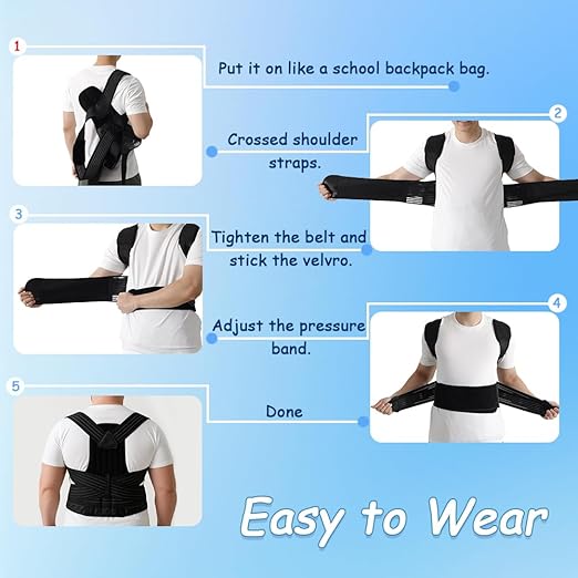 King Mills Posture Corrector for Women Plus Size, Adjustable Back Brace Plus Size Posture Corrector for Big & Tall, Shoulder Straightener with Cushioned Shoulder Pads for Lumbar, Spine, 5XL | Back Braces - TrueDesk