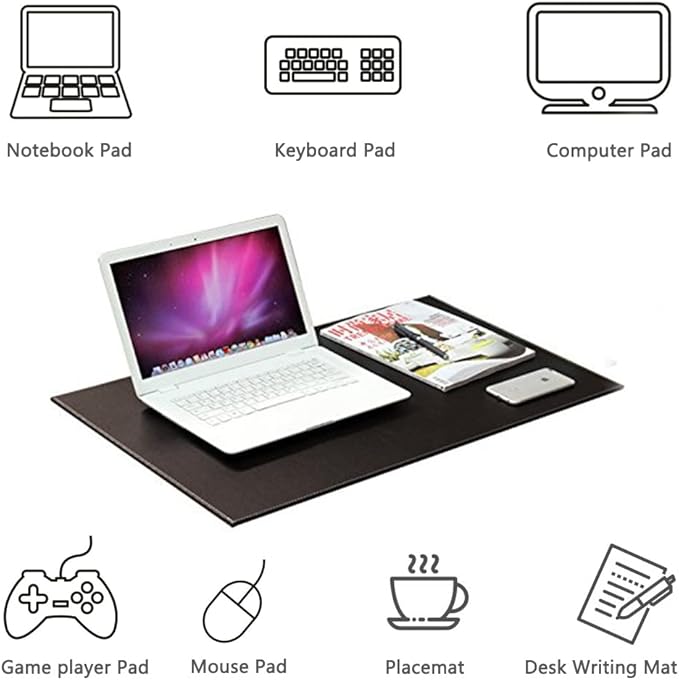 KINGFOM Desk Pad & Mat 24" x 18" Protector Large Mouse Pad PU Leather for Desktops and Laptops (Brown) | Desk Pads Blotters - TrueDesk
