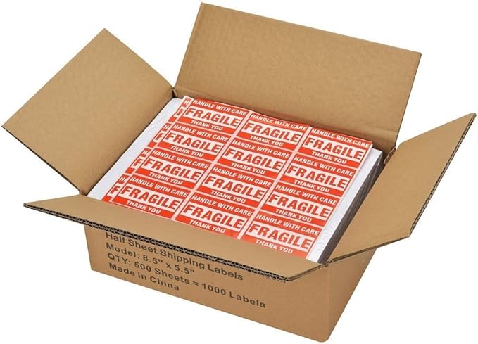 MFLABEL® Round Conrner Half Sheet Shipping Labels 2 - UP Click - n - Ship Mailing Postage Labels(2000Labels) | Laser Inkjet Printer Labels - TrueDesk