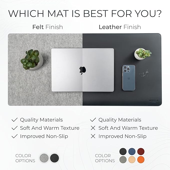 Nordik Large Felt Desk Mat - Marle - 35 x 17 inch - Full Desk Keyboard Mat - Keyboard and Mouse Pad - Large Desktop Felt Pad | Desk Pads Blotters - TrueDesk