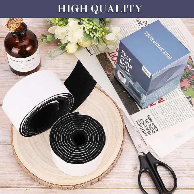 Pllieay 2 Pack Felt Tapes with Adhesive Backing, Heavy - Duty Self Adhesive Felt Strips Rolls Felt Pads for Protecting Furniture Surfaces Hardwood Floor Chair Wall Protector(118 x 2 x 0.12 Inch) | Furniture Pads - TrueDesk