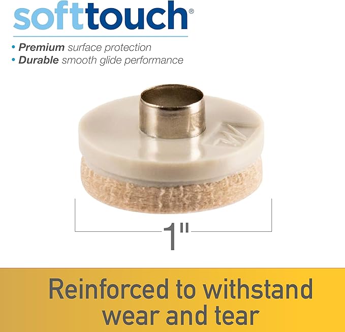 SoftTouch 1" Round Nail - On Felt Furniture Sliders, Protective Heavy - Duty Felt Pads for Wood Furniture and Hard Surfaces, 48 - Count, Beige | Furniture Pads - TrueDesk
