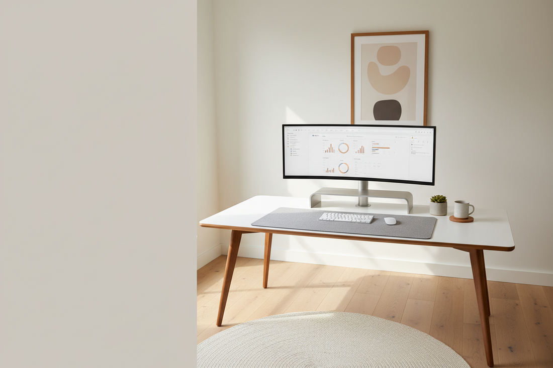 monitor arm ergonomic desk setup neck pain relief home office true-desk