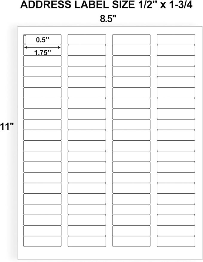 0.5" x 1.75" Return Address Labels, 3200 White Printable Shipping Labels, 40 Sheets, Compatible with Laser & Inkjet Printers, Self - Adhesive Stickers for Mailing & Organization | Laser Inkjet Printer Labels - TrueDesk