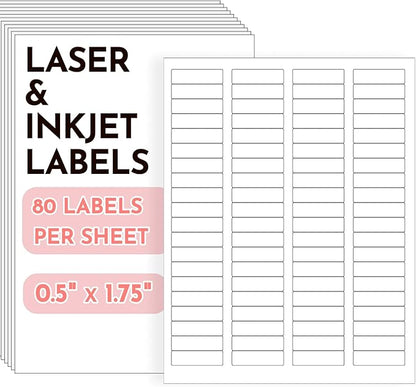 0.5" x 1.75" Return Address Labels, 38400 White Printable Shipping Labels, 480 Sheets, Compatible with Laser & Inkjet Printers, Self - Adhesive Stickers for Mailing & Organization | Laser Inkjet Printer Labels - TrueDesk
