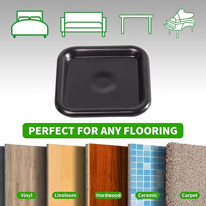 1 3/4" Square Carpet Bottom Furniture Caster Cups, Reusable Furniture Sliders for Hardwood Floors, Felt Furniture Pads Coasters to Protect Tile or Laminate Floors from Scratches, Brown/Gray (24 Pack) | Furniture Cups - TrueDesk