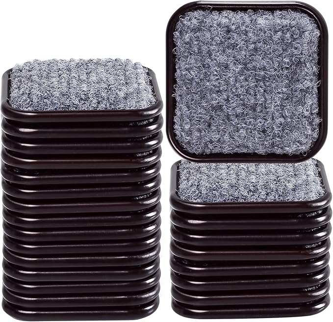 1 3/4" Square Carpet Bottom Furniture Caster Cups, Reusable Furniture Sliders for Hardwood Floors, Felt Furniture Pads Coasters to Protect Tile or Laminate Floors from Scratches, Brown/Gray (24 Pack) | Furniture Cups - TrueDesk