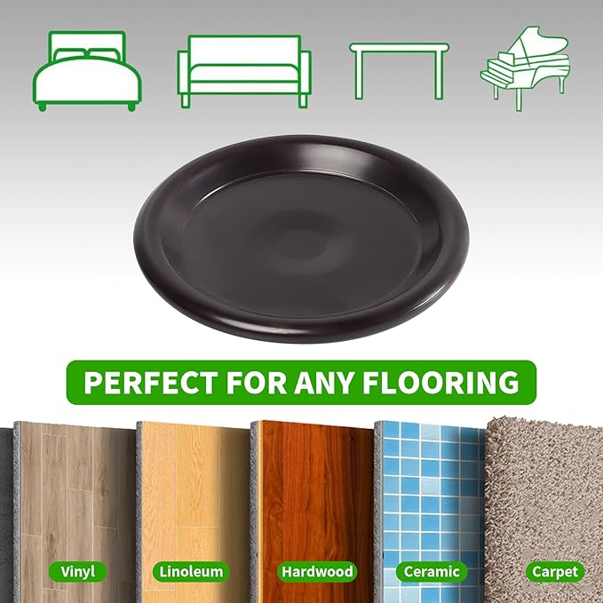 1 5/8" Round Carpet Bottom Furniture Caster Cups, Reusable Furniture Sliders for Hardwood Floors,Felt Furniture Pads Coasters to Protect Tile or Laminate Floors from Scratches, Brown/Gray (24 Pack) | Furniture Cups - TrueDesk