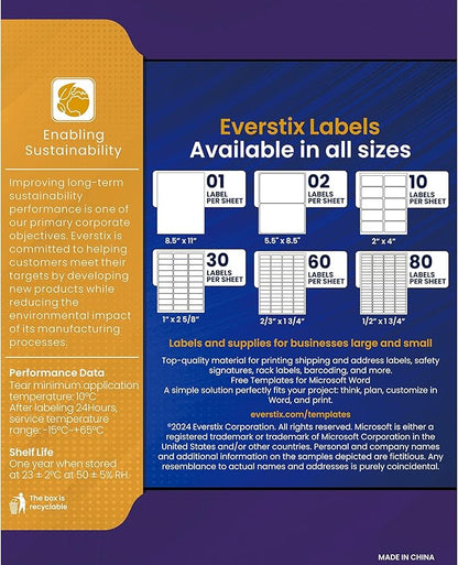 1" x 2 - 5/8", 100 Sheets, 3000 Mailing Address Labels, White Sticker Labels for Laser & Inkjet Printers, Permanent Adhesive | Laser Inkjet Printer Labels - TrueDesk