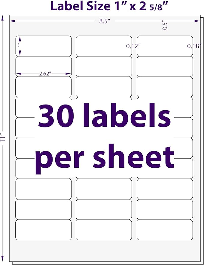 1" x 2 - 5/8", 100 Sheets, 3000 Mailing Address Labels, White Sticker Labels for Laser & Inkjet Printers, Permanent Adhesive | Laser Inkjet Printer Labels - TrueDesk