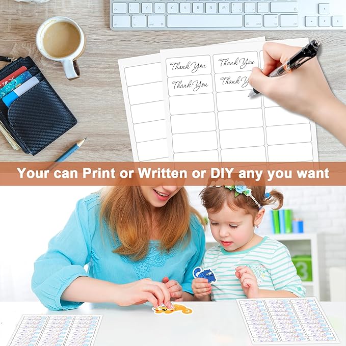 1" x 2 5/8" (1000 Sheets) Address Labels Sticker Paper for Laser/Ink Jet Printer, Printable and Writable White Sticker Label - Matte, 30 per Page Label (Total 30000 Labels) | Inkjet Printer Paper - TrueDesk