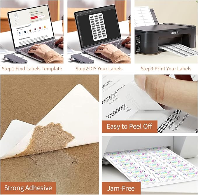 1" x 2 5/8" (25 Sheets) Address Labels, Labels Sticker Paper for Laser/Ink Jet Printer, Printable and Writable White Sticker Labels - Matte, 30 per Page Labels (Total 750 Labels) | Laser Inkjet Printer Labels - TrueDesk