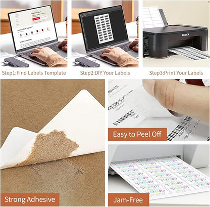 1" x 2 5/8" (500 Sheets) Address Labels, Labels Sticker Paper for Laser/Ink Jet Printer, Printable and Writable White Sticker Labels - Matte, 30 per Page Labels (Total 15000 Labels) | Laser Inkjet Printer Labels - TrueDesk