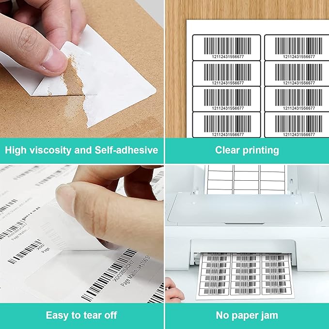 1" X 2 - 5/8" Address Labels 30 Per Sheet Sticker Paper for Laser and Inkjet Printers, 8.5"×11" White - 3000 Labels | Laser Inkjet Printer Labels - TrueDesk