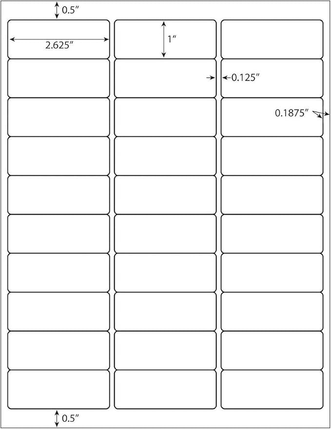 1" X 2 - 5/8" Address Labels 30 Per Sheet Sticker Paper for Laser and Inkjet Printers, 8.5"×11" White - 3000 Labels | Laser Inkjet Printer Labels - TrueDesk