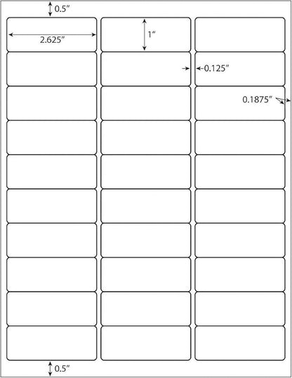 1" X 2 - 5/8" Address Labels 30 Per Sheet Sticker Paper for Laser and Inkjet Printers, 8.5"×11" White - 3000 Labels | Laser Inkjet Printer Labels - TrueDesk