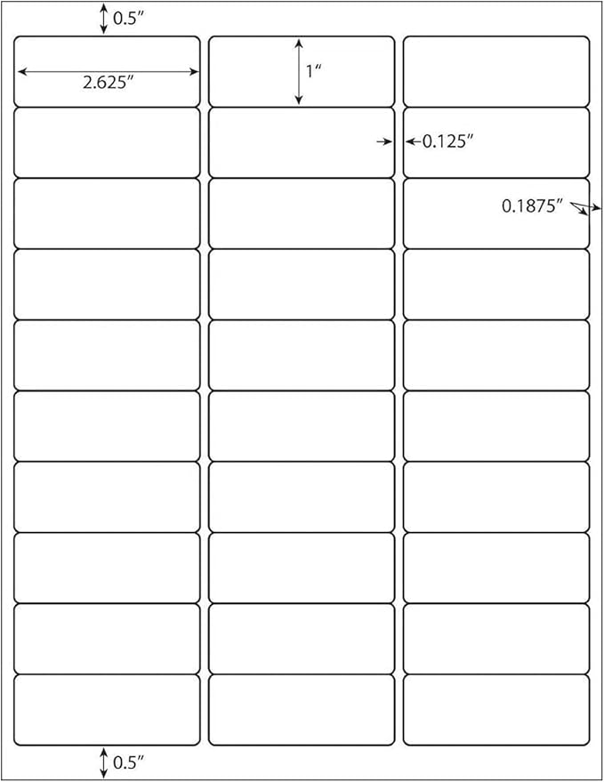 1" X 2 - 5/8" Address Labels 30 Per Sheet Sticker Paper for Laser and Inkjet Printers, 8.5"×11" White - 6000 Labels | Laser Inkjet Printer Labels - TrueDesk