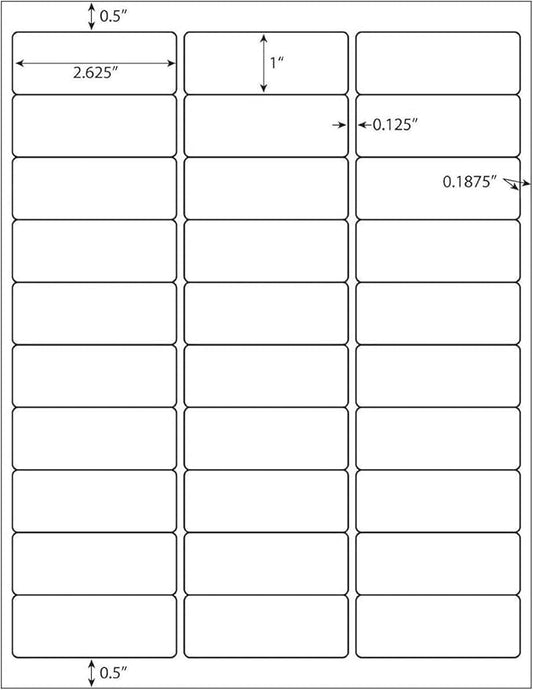 1" X 2 - 5/8" Address Labels 30 Per Sheet Sticker Paper for Laser and Inkjet Printers, 8.5"×11" White - 6000 Labels | Laser Inkjet Printer Labels - TrueDesk
