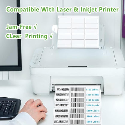 1" x 2 - 5/8" Address Labels, Permanent Adhesive Blank White Labels,Totally 750 Sticker Labels (25 Sheets) | Laser Inkjet Printer Labels - TrueDesk